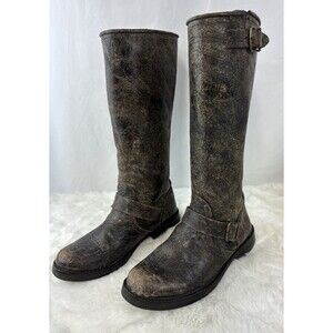 Steve Madden Reins Riding Boots Size 6.5 Brown Leather Aged Weathered